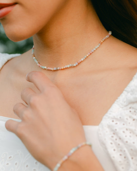 PASTEL SUNRISE - buntes Perlenarmband aus echten Edelsteinen