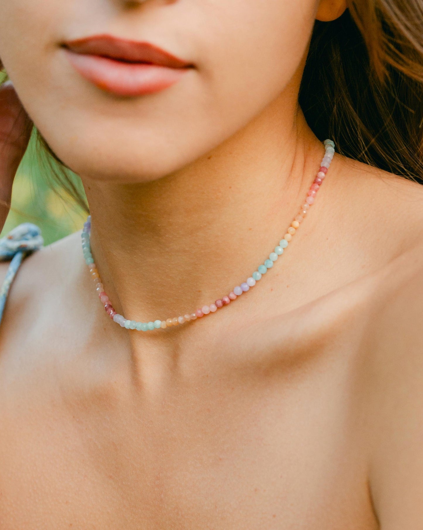 RAINBOW - Bunte Perlenkette aus echten Edelsteinen in Regenbogenfarben